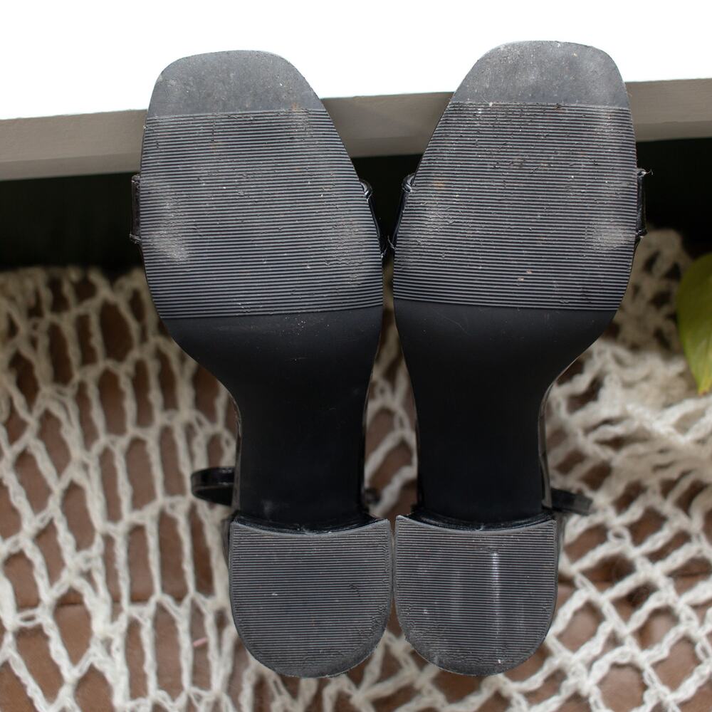Madden Girl Women's Black Gloss Block Heel Open Toe Sandals Size 7M - Picture 5 of 7